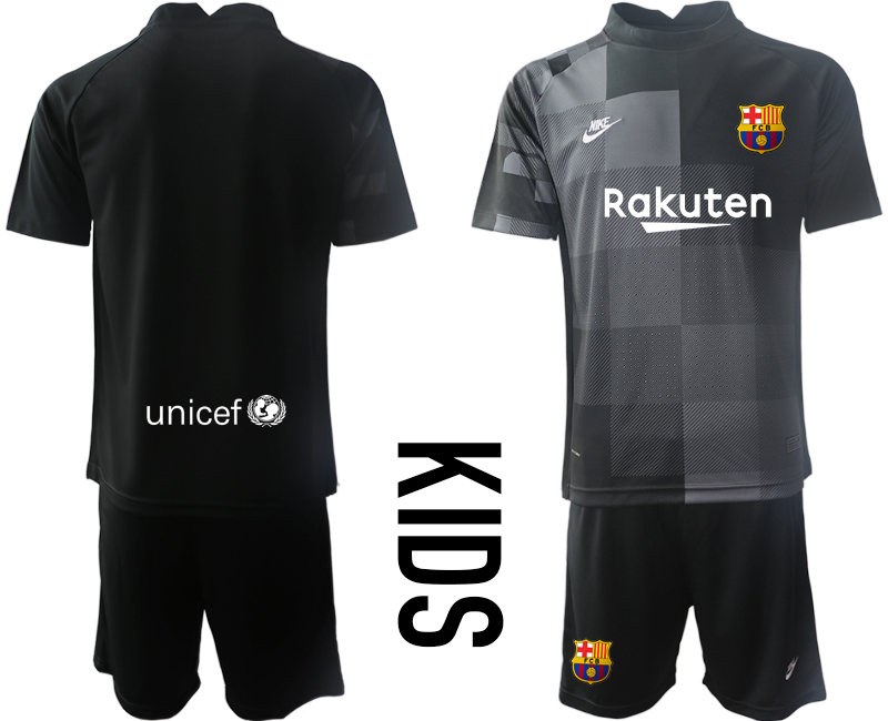 Youth 2021-2022 Club Barcelona black goalkeeper blank Soccer Jersey->youth soccer jersey->Youth Jersey